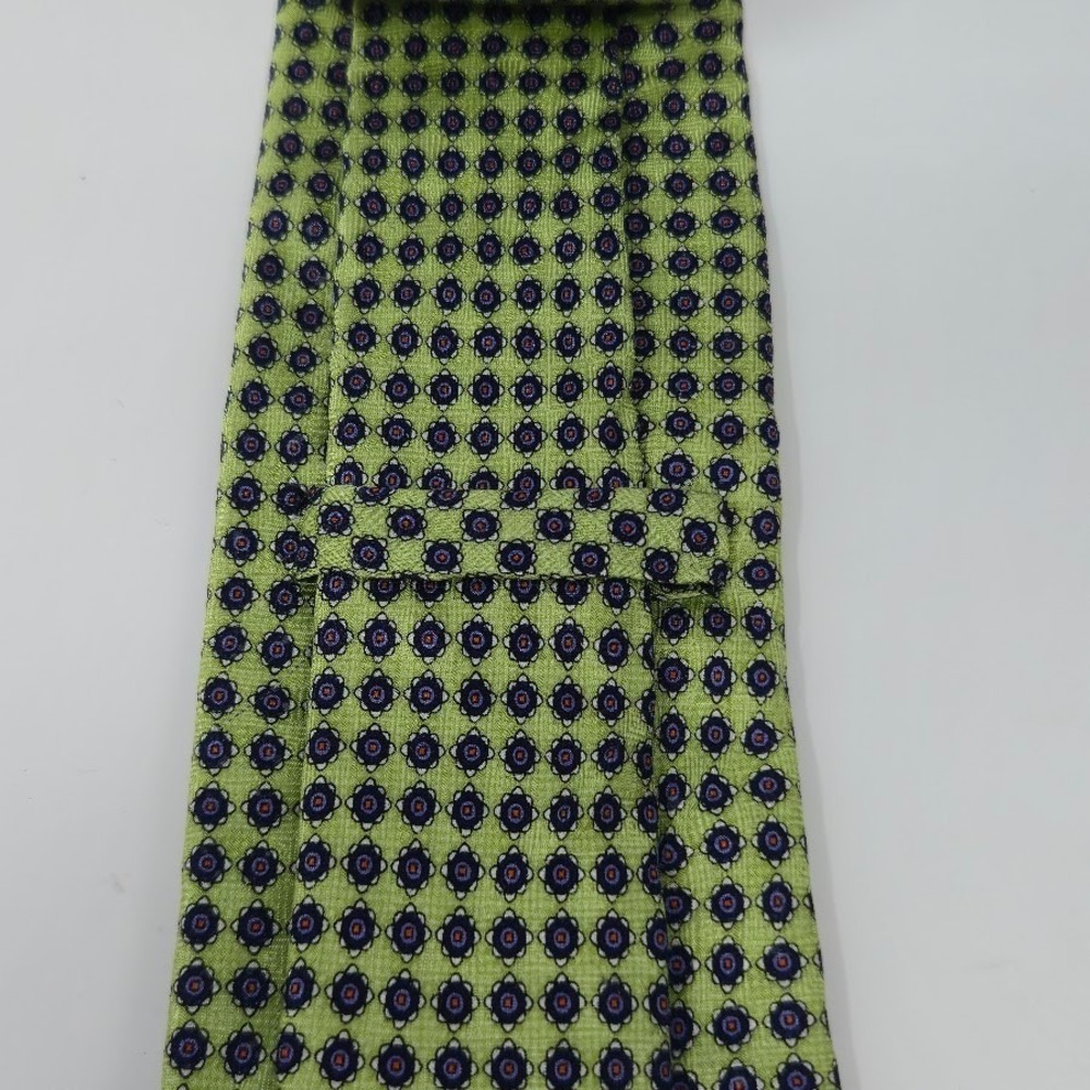 JZ Richards Lime Green/Blue Geometric‎ 100% Silk Tie Handmade in USA - Picture 4 of 6